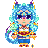An animated pixel of Nova. She bounces up and down and blinks every so often, swishing her tail from side to side.