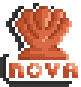 A pixel button featuring a shell. The button says "Nova" at the bottom.