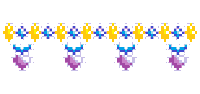 A pixel divider of gems and hearts.
